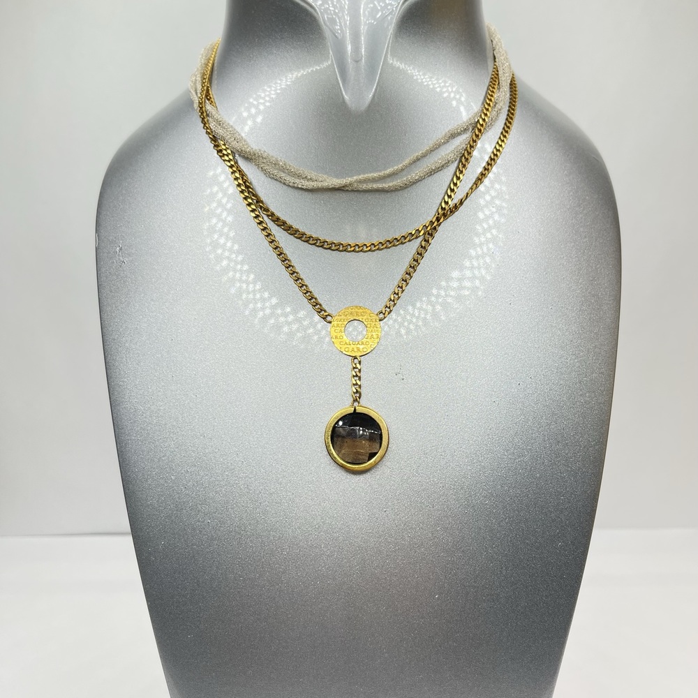 SILVER GOLD PLATED QUARTZ NECKLACE CALGARO